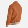Men's Brown Leather Varsity Jacket - Image 2