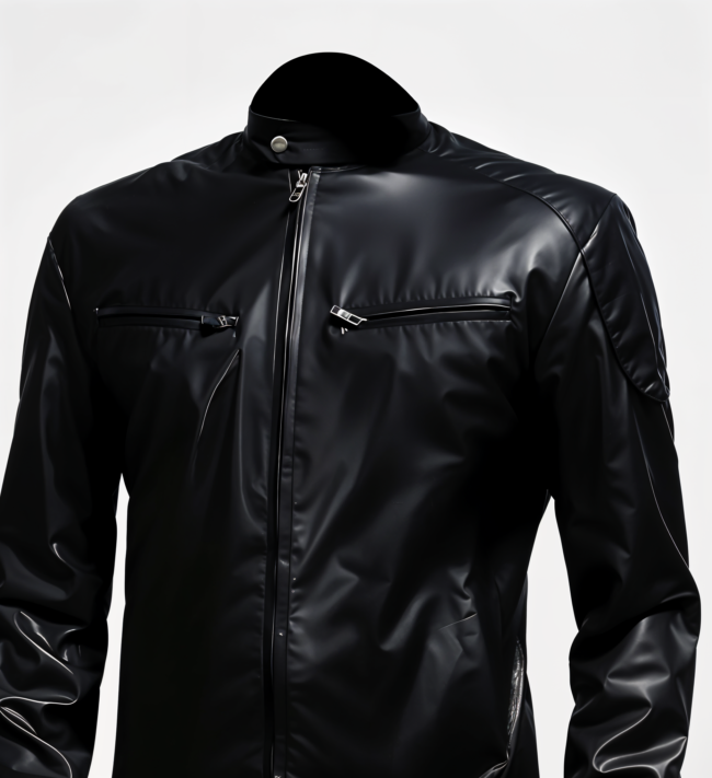 Men’s Black Biker Bomber Leather Jacket - Image 4