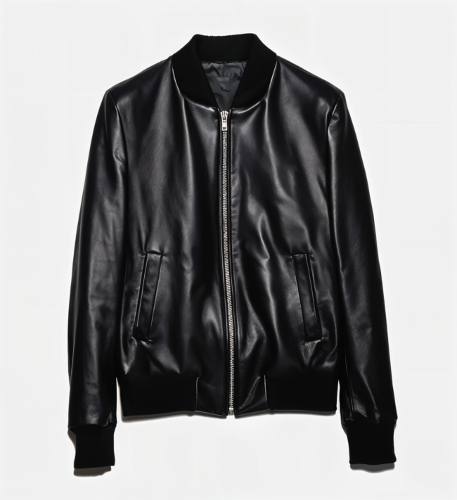 Men's Minimal Black Leather Jacket