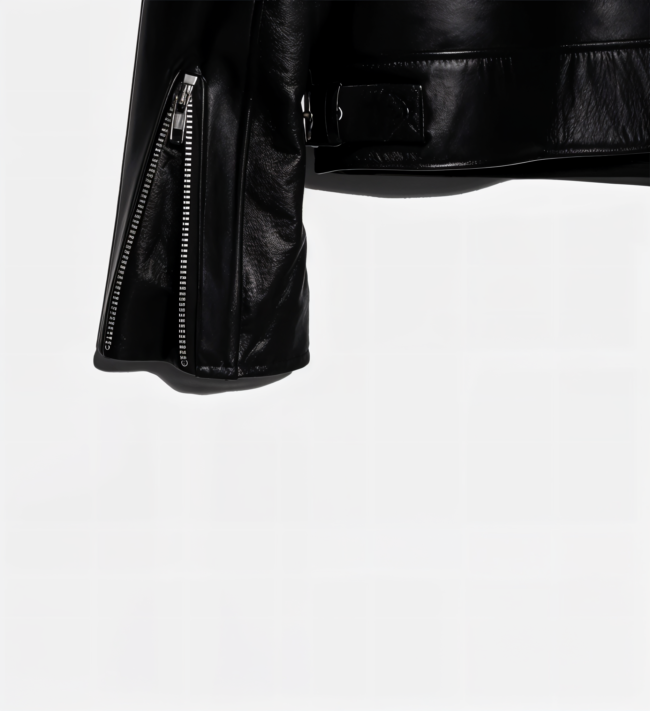 Men's Minimal Black Leather Jacket - Image 3