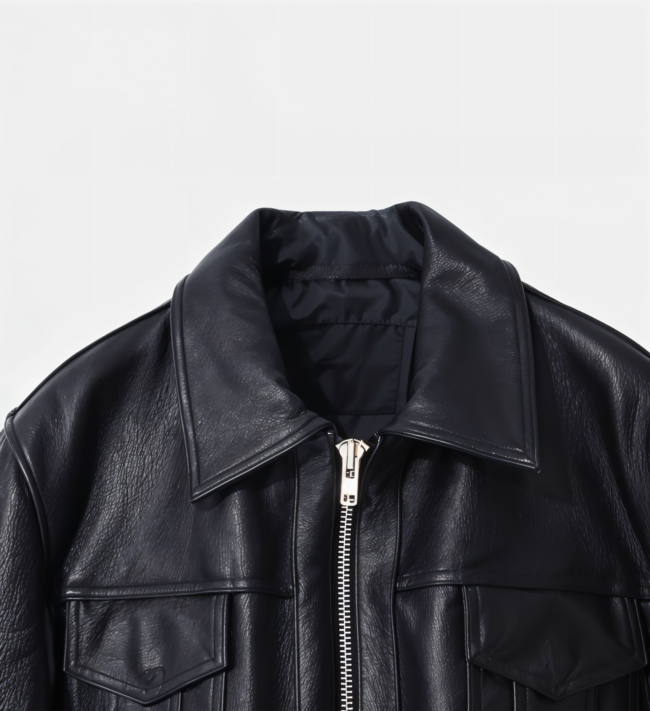 Men's Retro Zip-Up Side Zipper Leather Jacket - Image 3