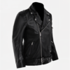 Men's Asymmetrical Black Biker Leather Jacket - Image 3