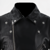 Men's Asymmetrical Black Biker Leather Jacket - Image 4