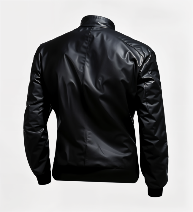 Men’s Black Biker Bomber Leather Jacket - Image 3