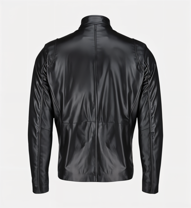 Men’s Slim Fit Black Leather Jacket - Image 4