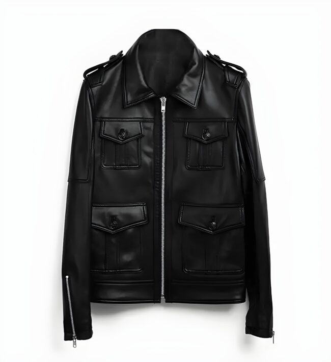 Men's Zip-Up Black Biker Leather Jacket