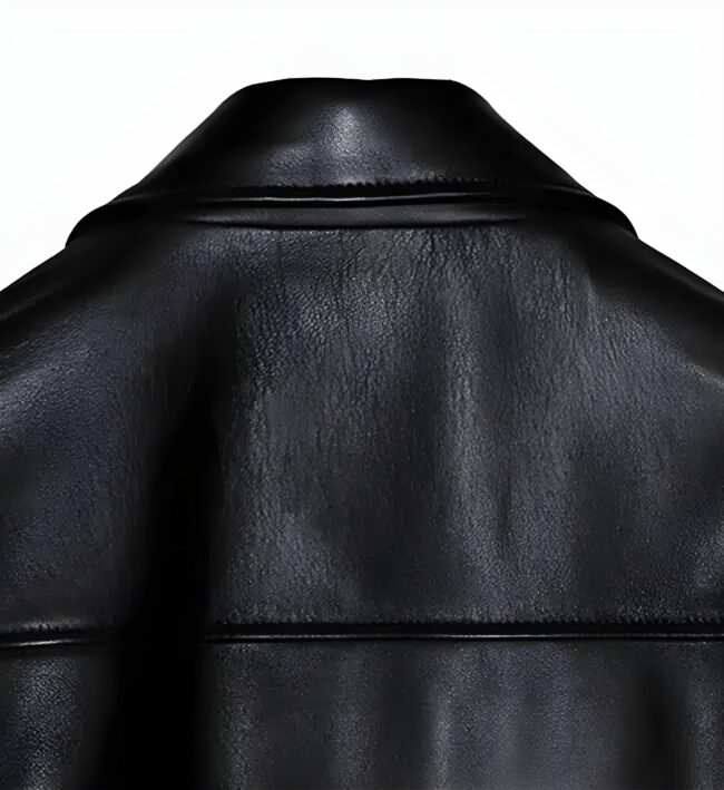 Men's Minimal Black Leather Jacket - Image 4