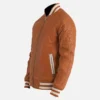 Men's Brown Leather Varsity Jacket - Image 3