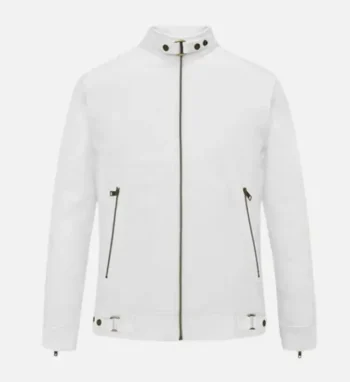 Men's Slim Fit White Biker Leather Jacket