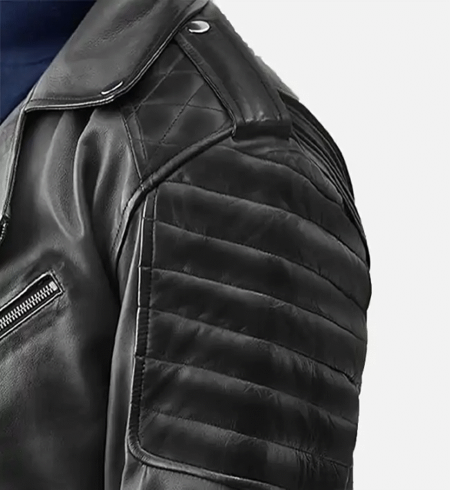 Women’s Black Burnt Biker Leather Jacket - Image 3