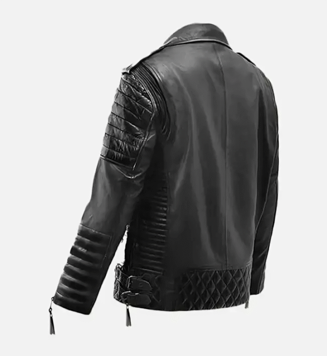 Women’s Black Burnt Biker Leather Jacket - Image 2